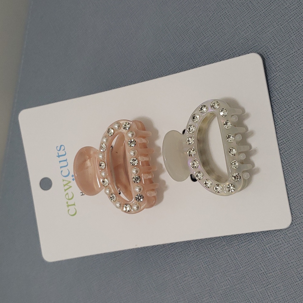 NWT J Crew Crewcuts Pearl Rhinestone Hair Accessory Small Jaw Hair Clips
